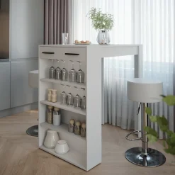 Bartisch-Set Repose Weiß/Anthrazit 67 x 100 cm mit 2 Barhockern Vicco