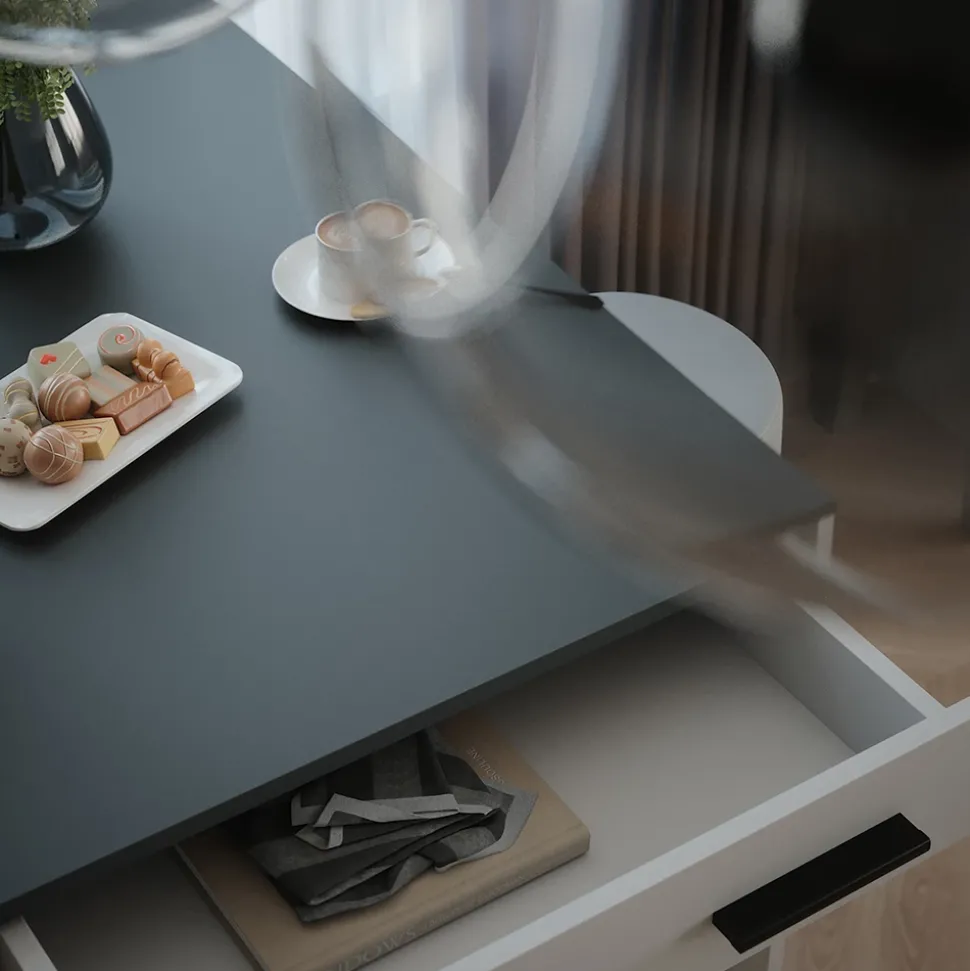 Bartisch-Set Repose Weiß/Anthrazit 67 x 100 cm mit 2 Barhockern Vicco