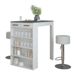 Bartisch-Set Repose Weiß/Anthrazit 67 x 100 cm mit 2 Barhockern Vicco