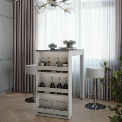 Bartisch-Set Repose Weiß/Anthrazit 57 x 117 cm mit 2 Barhockern Vicco