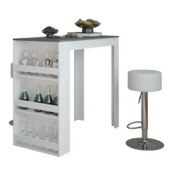 Bartisch-Set Repose Weiß/Anthrazit 57 x 117 cm mit 2 Barhockern Vicco