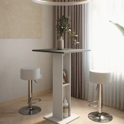 Bartisch-Set Repose Weiß/Anthrazit 65 x 65 cm mit 2 Barhockern Vicco
