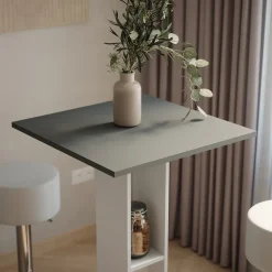 Bartisch-Set Repose Weiß/Anthrazit 65 x 65 cm mit 2 Barhockern Vicco