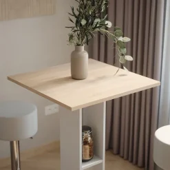 Bartisch-Set Repose Weiß/Sonoma 65 x 65 cm mit 2 Barhockern Vicco