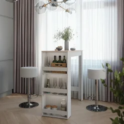 Bartisch-Set Repose Weiß/Sonoma 45 x 110 cm mit 2 Barhockern Vicco