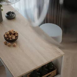 Bartisch-Set Repose Weiß/Sonoma 45 x 110 cm mit 2 Barhockern Vicco