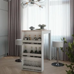 Bartisch-Set Repose Weiß/Sonoma 57 x 117 cm mit 2 Barhockern Vicco