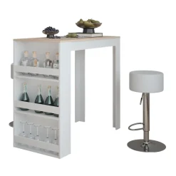 Bartisch-Set Repose Weiß/Sonoma 57 x 117 cm mit 2 Barhockern Vicco