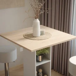 Bartisch-Set Repose Weiß/Sonoma 75 x 75 cm mit 2 Barhockern Vicco