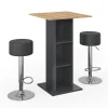 Bartisch-Set Rodeo Anthrazit 70 x 70 cm mit 2 Barhockern Vicco