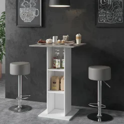 Bartisch-Set Rodeo Beton 70 x 70 cm mit 2 Barhockern Vicco