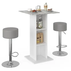 Bartisch-Set Rodeo Beton 70 x 70 cm mit 2 Barhockern Vicco