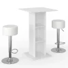 Bartisch-Set Rodeo Weiß 70 x 70 cm mit 2 Barhockern Vicco