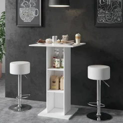 Bartisch-Set Rodeo Weiß 70 x 70 cm mit 2 Barhockern Vicco