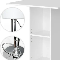 Bartisch-Set Rodeo Weiß 70 x 70 cm mit 2 Barhockern Vicco