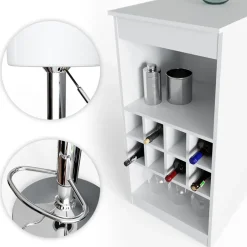 Bartisch-Set Ross Weiß 115 x 50 cm mit 2 Barhockern Vicco