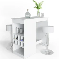 Bartisch-Set Ross Weiß 115 x 50 cm mit 2 Barhockern Vicco