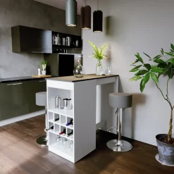 Bartisch-Set Ross Weiß/Anthrazit 115 x 50 cm mit 2 Barhockern Vicco