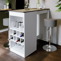 Bartisch-Set Ross Weiß/Anthrazit 115 x 50 cm mit 2 Barhockern Vicco