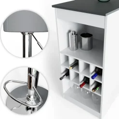 Bartisch-Set Ross Weiß/Anthrazit 115 x 50 cm mit 2 Barhockern Vicco