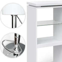 Bartisch-Set Vega Weiß 138 x 39 cm mit 2 Barhockern Vicco