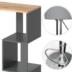 Bartisch-Set Vincent Goldkraft Eiche 113 x 39.8 cm mit 2 Barhockern Vicco