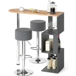 Bartisch-Set Vincent Goldkraft Eiche 113 x 39.8 cm mit 2 Barhockern Vicco