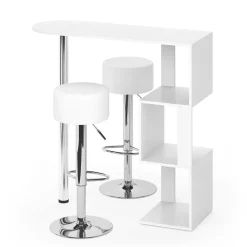 Bartisch-Set Vincent Weiß 113 x 39.8 cm mit 2 Barhockern Vicco