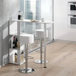 Bartisch-Set Vincent Weiß 113 x 39.8 cm mit 2 Barhockern Vicco