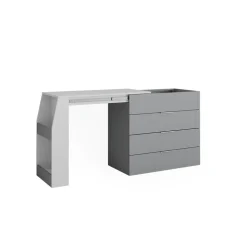 Basteltisch Iva Grau 95.5 x 80 cm ausklappbar, 4 Schubladen Vicco