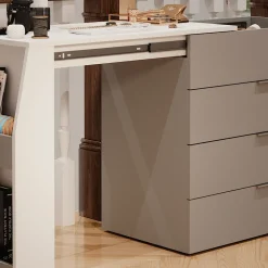 Basteltisch Iva Grau 95.5 x 80 cm ausklappbar, 4 Schubladen Vicco