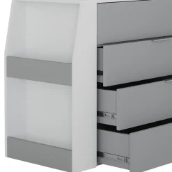 Basteltisch Iva Grau 95.5 x 80 cm ausklappbar, 4 Schubladen Vicco