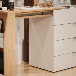 Basteltisch Iva Weiß 95.5 x 80 cm ausklappbar, 4 Schubladen Vicco