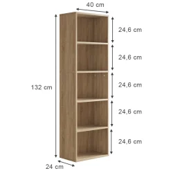 Bücherregal Bob Sonoma 40 x 132 cm mit 5 Fächern Vicco