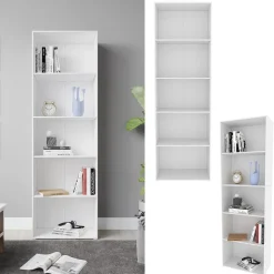 Bücherregal Bob Weiß 60 x 190 cm mit 5 Fächern Vicco