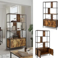 Bücherregal Fyrk Eiche rustikal 80 x 146.5 cm mit 2 Türen Vicco