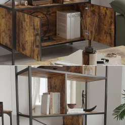 Bücherregal Fyrk Eiche rustikal 80 x 146.5 cm mit 2 Türen Vicco