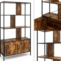 Bücherregal Fyrk Eiche rustikal 80 x 146.5 cm mit 2 Türen Vicco