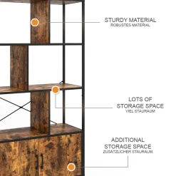 Bücherregal Fyrk Eiche rustikal 80 x 146.5 cm mit 2 Türen Vicco