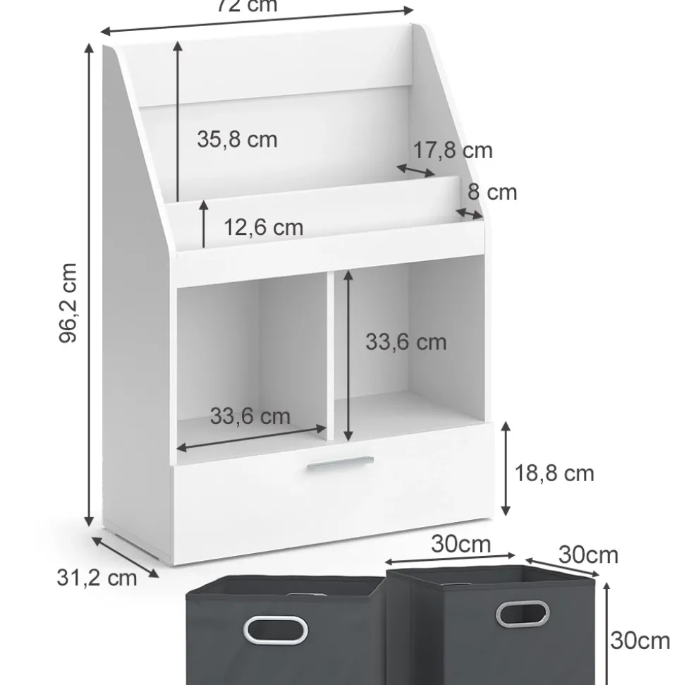 Bücherregal Luigi Weiß 72 x 96.2 cm Mit Faltboxen Vicco
