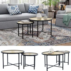 Beistelltisch-Set Winnipeg Holz 62 x 62 cm 2 Teile Vicco