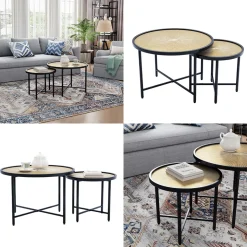 Beistelltisch-Set Winnipeg Holz 62 x 62 cm 2 Teile Vicco