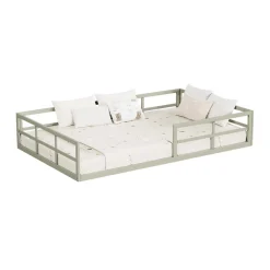 Bodenbett aus Metall Minno Greige 120x200 mit Matratze Vitalispa