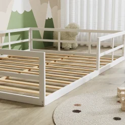 Bodenbett aus Metall Minno Weiß 205 x 145 cm ohne Matratze Vitalispa