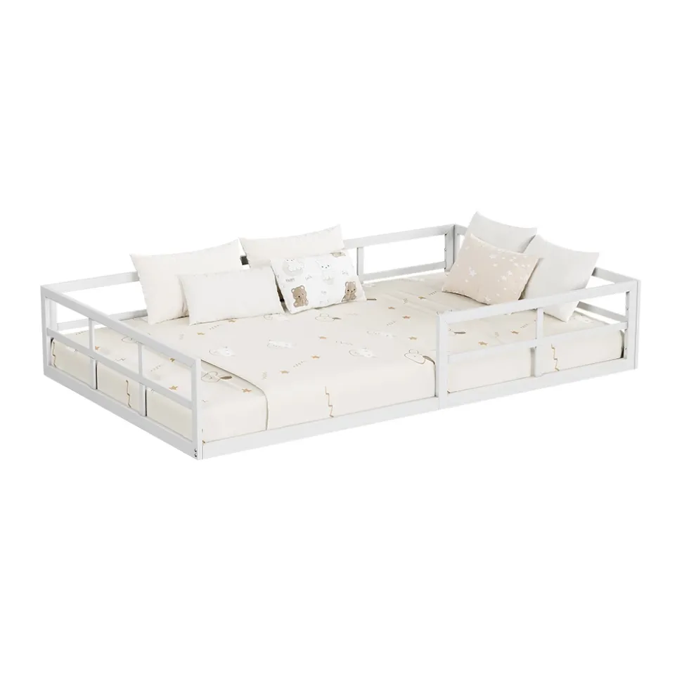 Bodenbett aus Metall Minno Weiß 120x200 mit Matratze Vitalispa