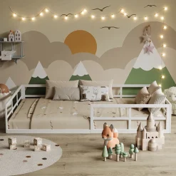 Bodenbett aus Metall Minno Weiß 120x200 mit Matratze Vitalispa