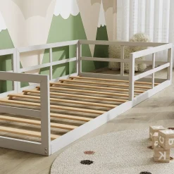 Bodenbett aus Metall Minno Weiß 205 x 95 cm ohne Matratze Vitalispa