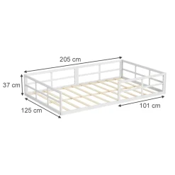 Bodenbett aus Metall Minno Weiß 205 x 125 cm ohne Matratze Vitalispa