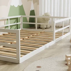 Bodenbett aus Metall Minno Weiß 205 x 125 cm ohne Matratze Vitalispa