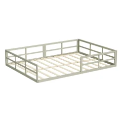 Bodenbett aus Metall Minno Greige 205 x 145 cm ohne Matratze Vitalispa